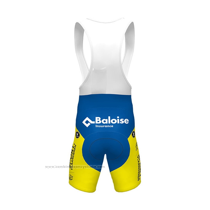 2021 Maillot Cyclisme Sport Vlaanderen-Baloise Bleu Blanc Jaune Manches Courtes et Cuissard